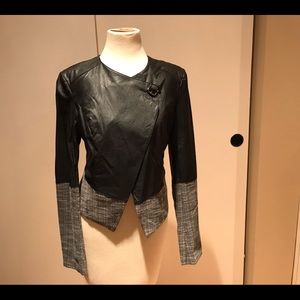 Black/gray faux leather jacket